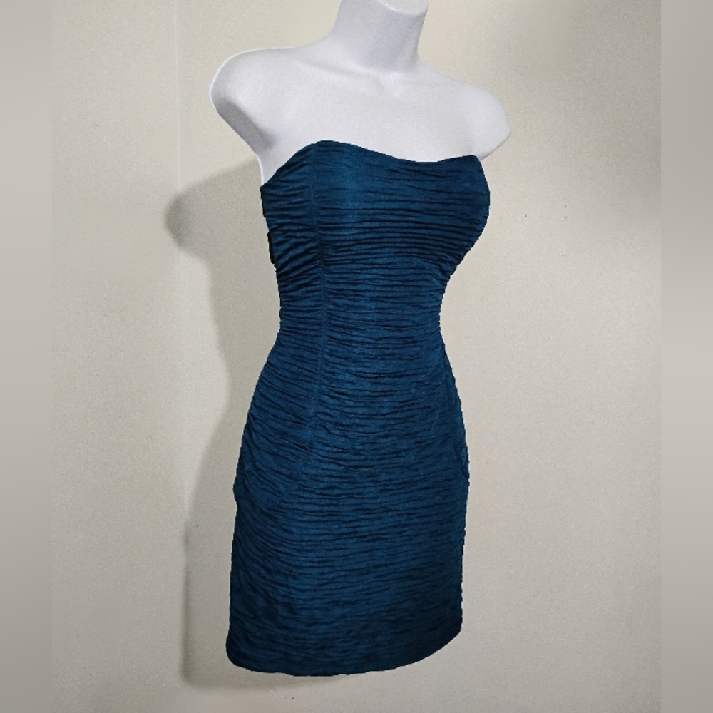 Strapless Ruched Teal Bodycon Dress by Forever 21 Large